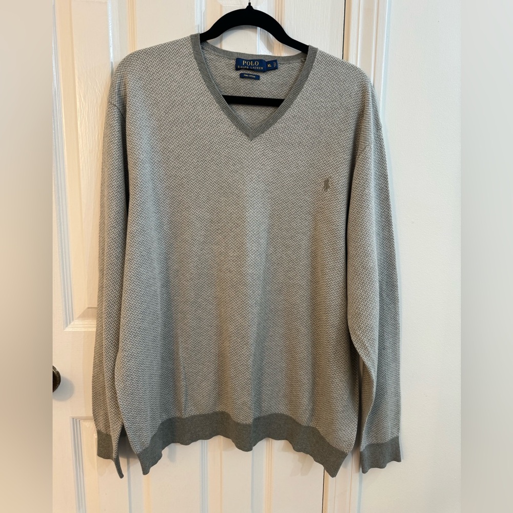 Polo Ralph Lauren Green V-neck Cotton Sweater XL NWOT